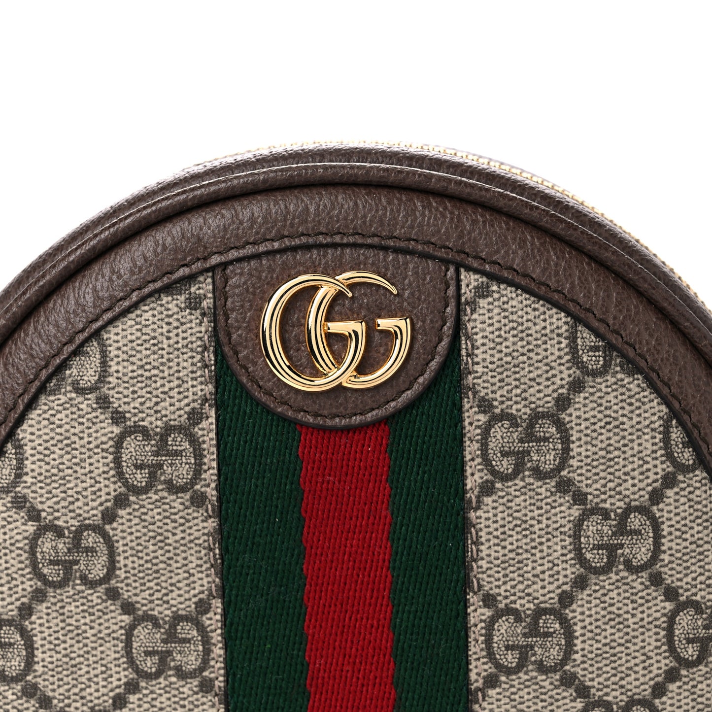 GG Supreme Monogram Web Ophidia Circle Wristlet Beige New Acero