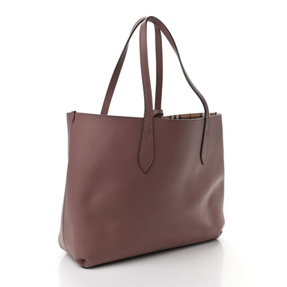 Burberry Grainy Calfskin Haymarket Check Medium Reversible Tote Light Elderberry 5 of 12