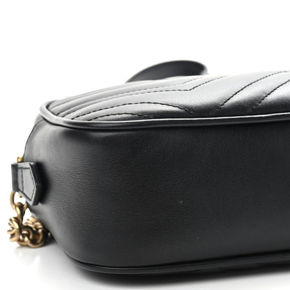 Gucci Calfskin Matelasse Small GG Marmont Chain Shoulder Bag Black 8 of 9