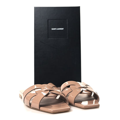 Saint Laurent Patent Tribute 05 Slide Sandals 37.5 Nude 9 of 9