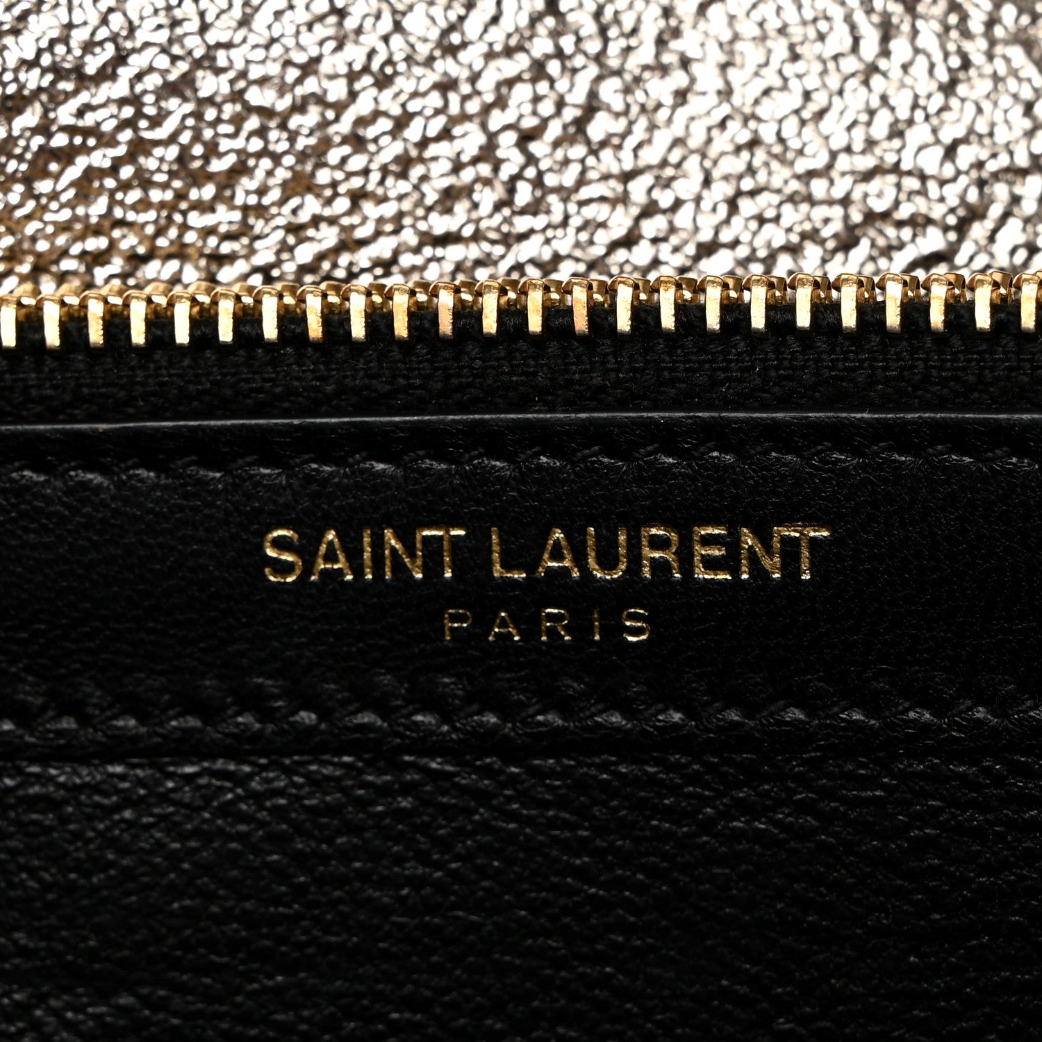 Saint Laurent Metallic Crackled Calfskin Matelasse Chevron Monogram Chain Wallet Gold 6 of 11