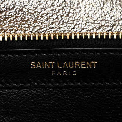 Saint Laurent Metallic Crackled Calfskin Matelasse Chevron Monogram Chain Wallet Gold 6 of 11