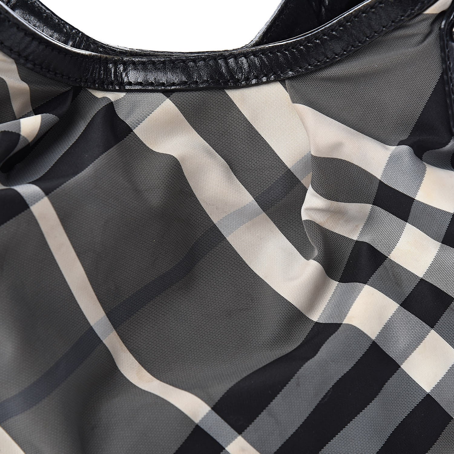 Burberry Nylon Beat Check Studded Hobo Black 19 of 22