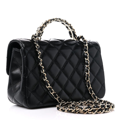 Chanel Lambskin Quilted Mini Crystal Top Handle Rectangular Flap Black 3 of 12