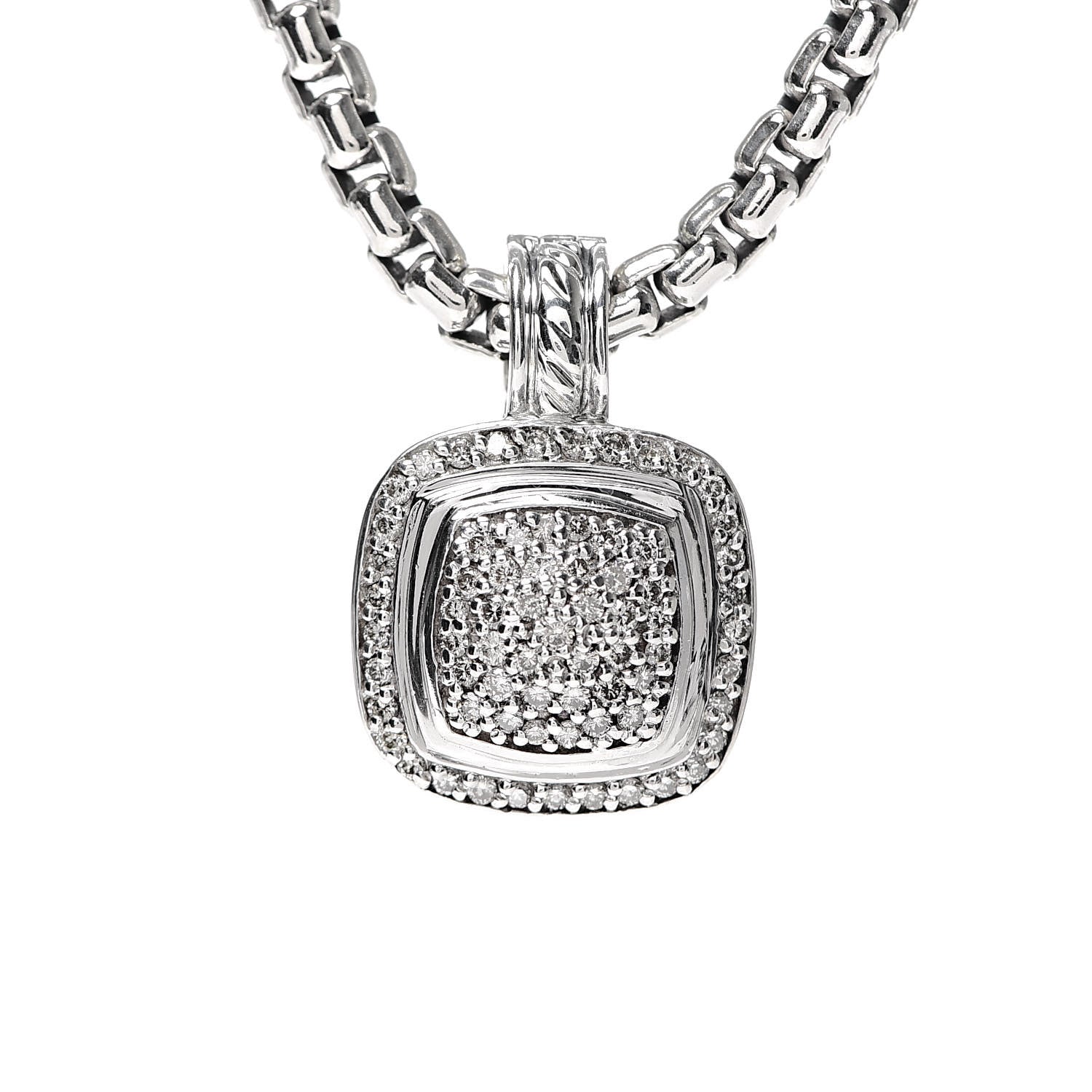David Yurman Sterling Silver 14K Yellow Gold Diamond 11mm Albion Pendant Necklace 5 of 6