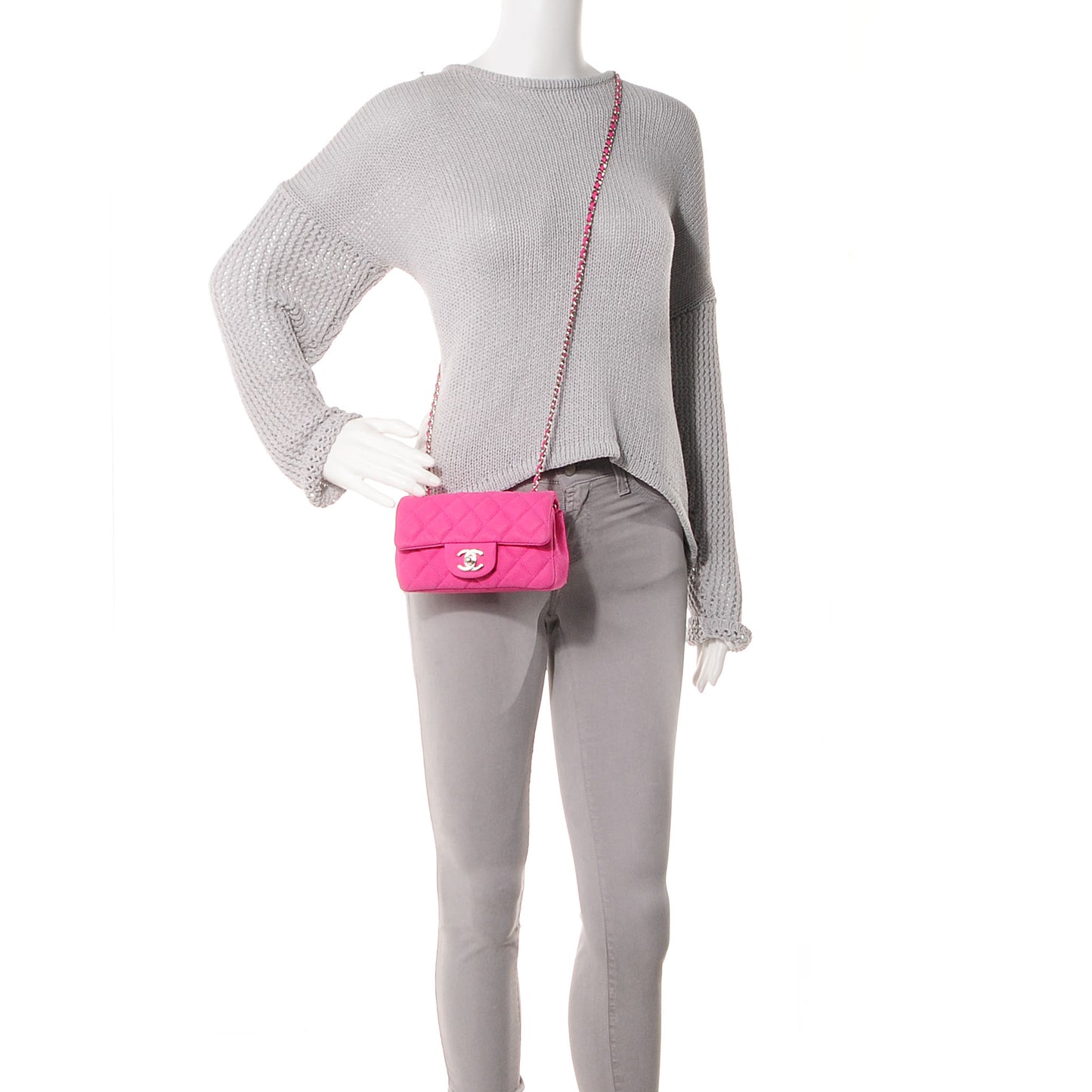 Iridescent Caviar Quilted Extra Mini Flap Pink