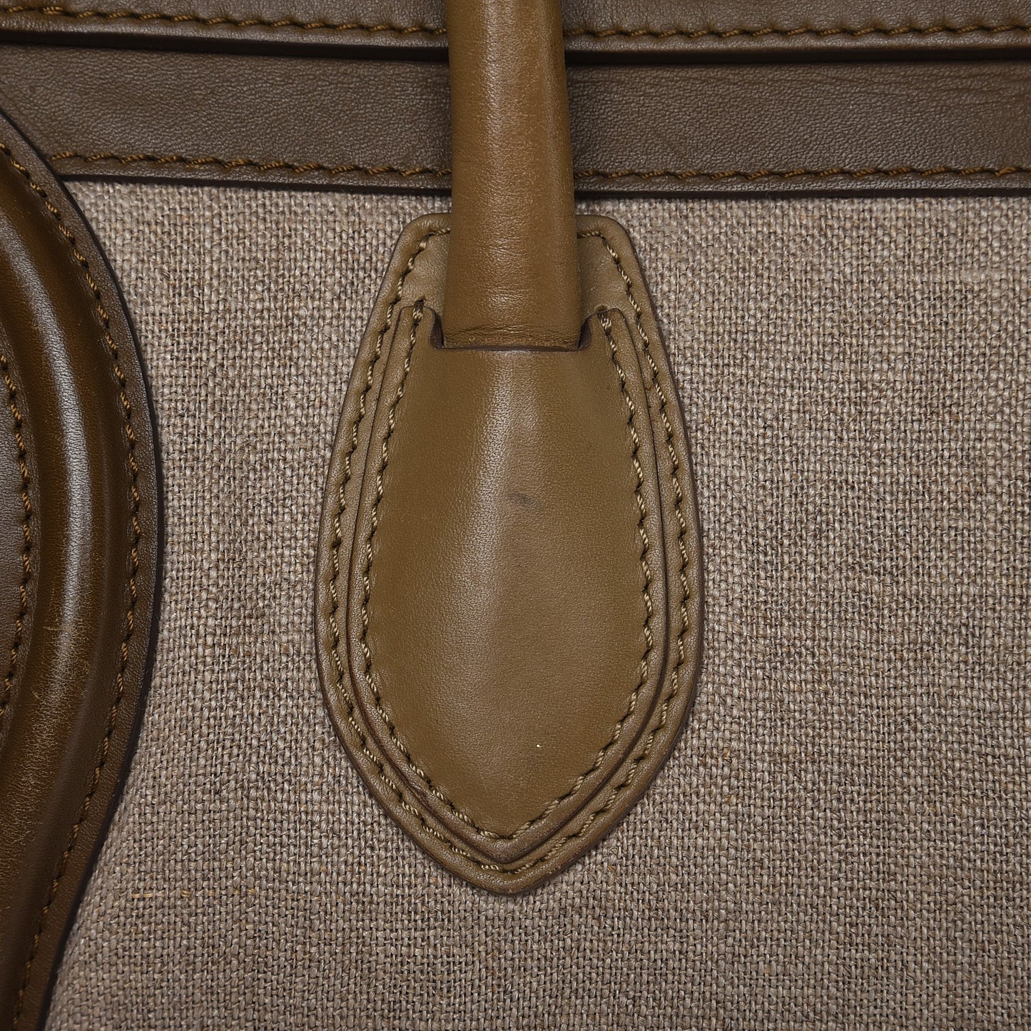 Calfskin Linen Mini Tri-Color Luggage Khaki