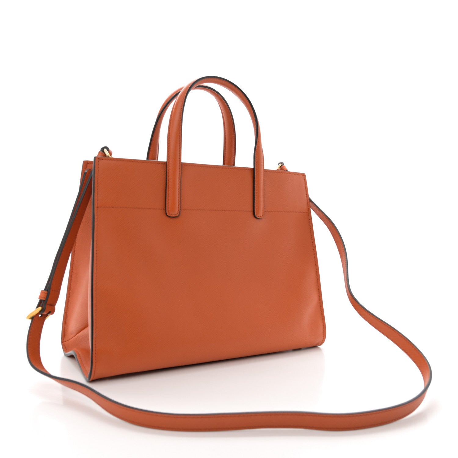 Prada Saffiano Soft Triple Pocket Tote Papaya 3 of 11