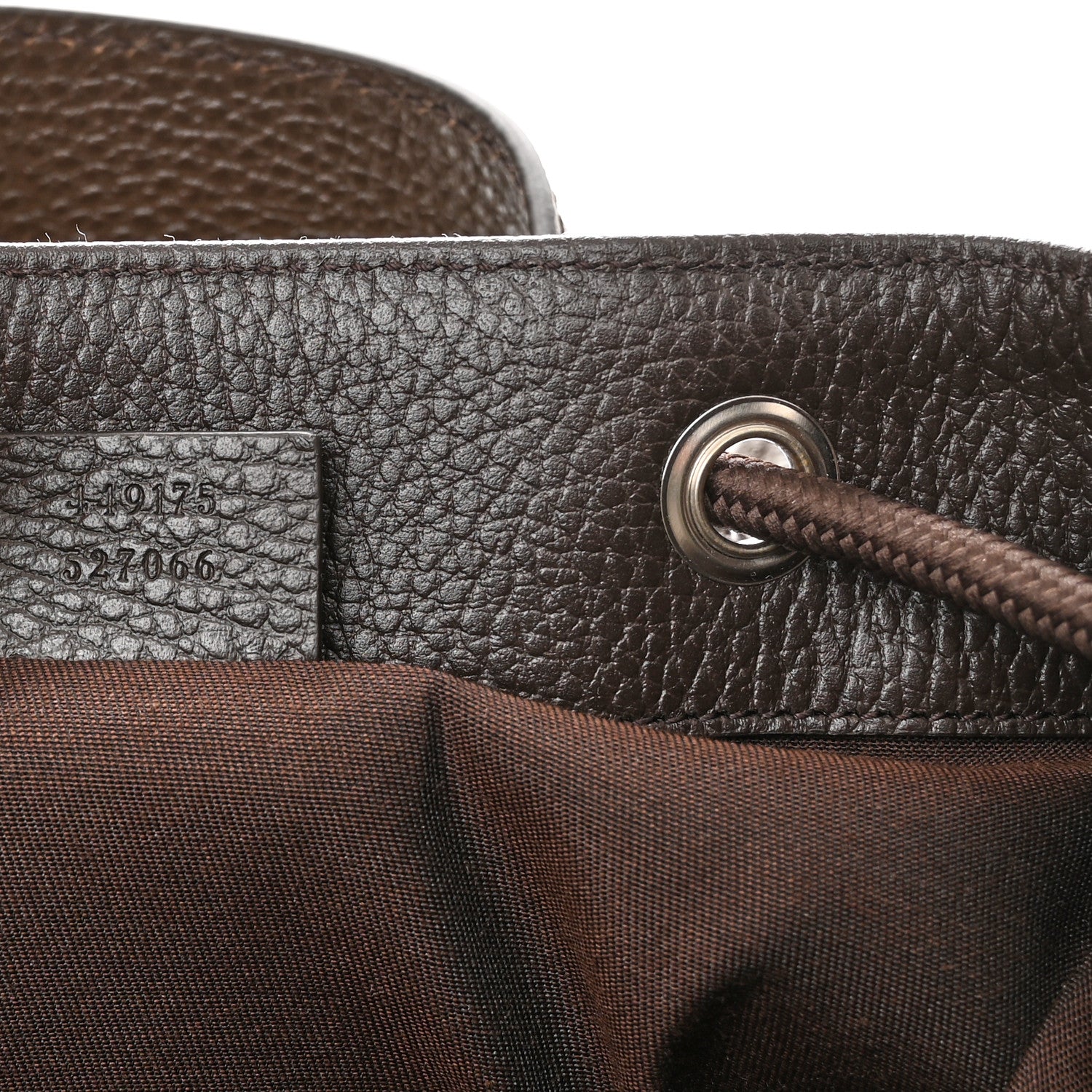 Gucci Monogram Dollar Calfskin O Drawstring Backpack Beige Ebony Testa di Moro Dark Chocolate 7 of 10