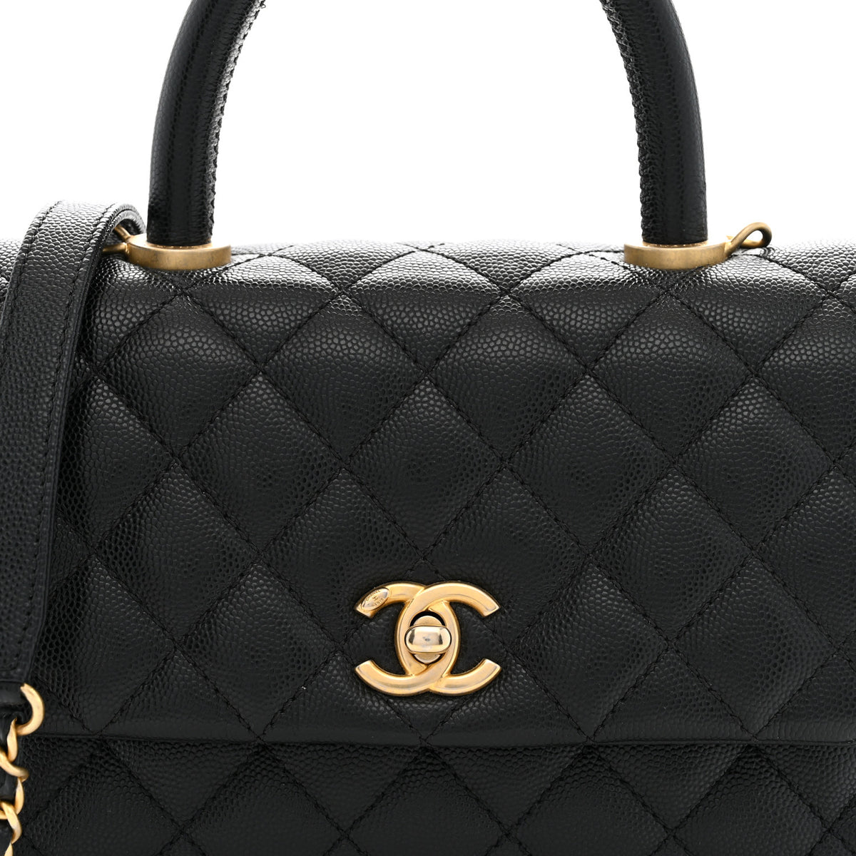 Caviar Quilted Mini Coco Handle Flap Black