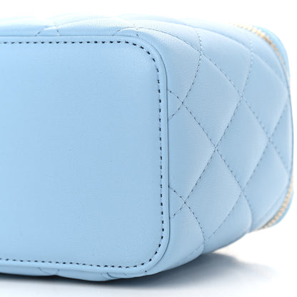 Chanel Lambskin Quilted Pearl Crush Small Vanity Case With Chain Light Blue 10 of 11