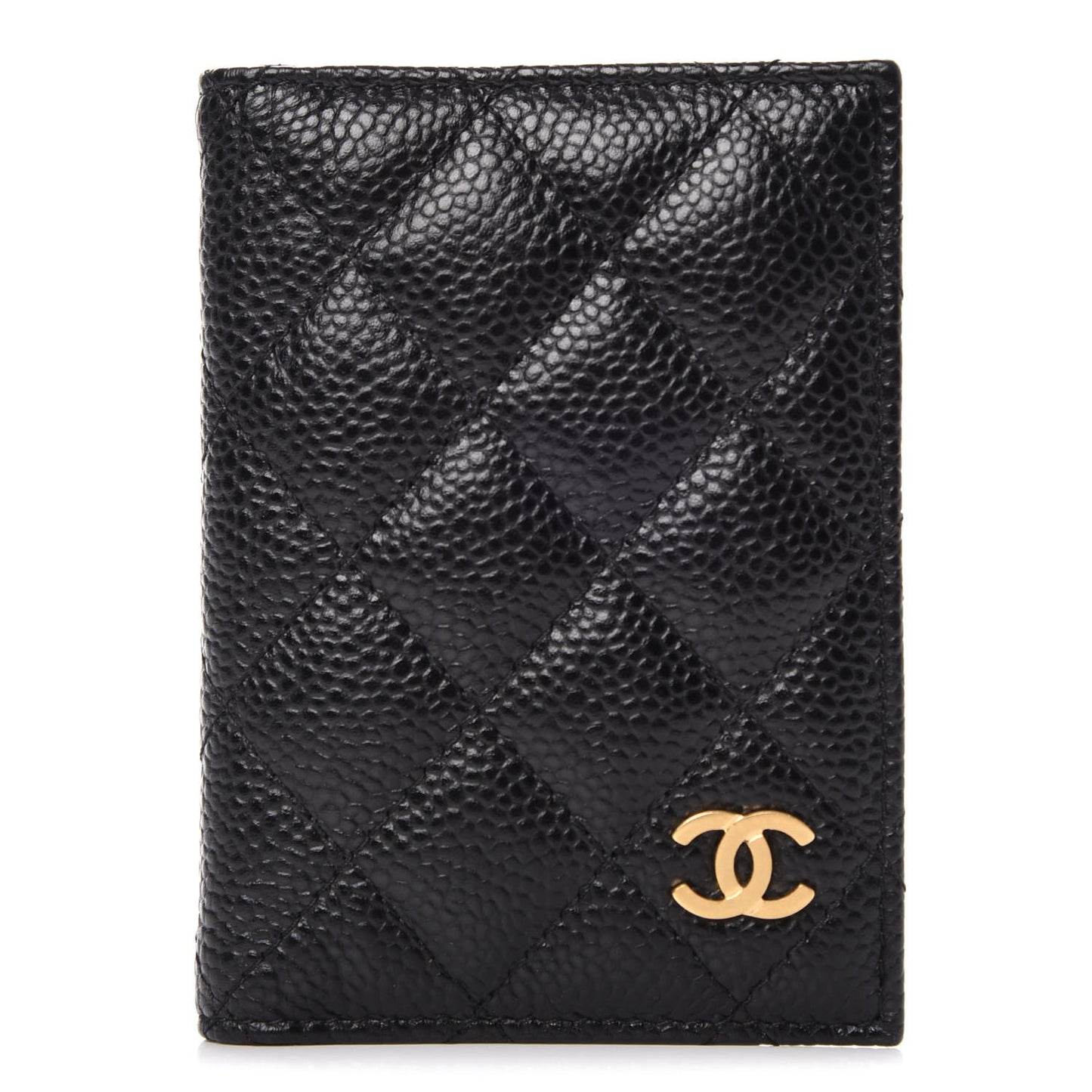 Caviar Quilted Card Holder Wallet Black