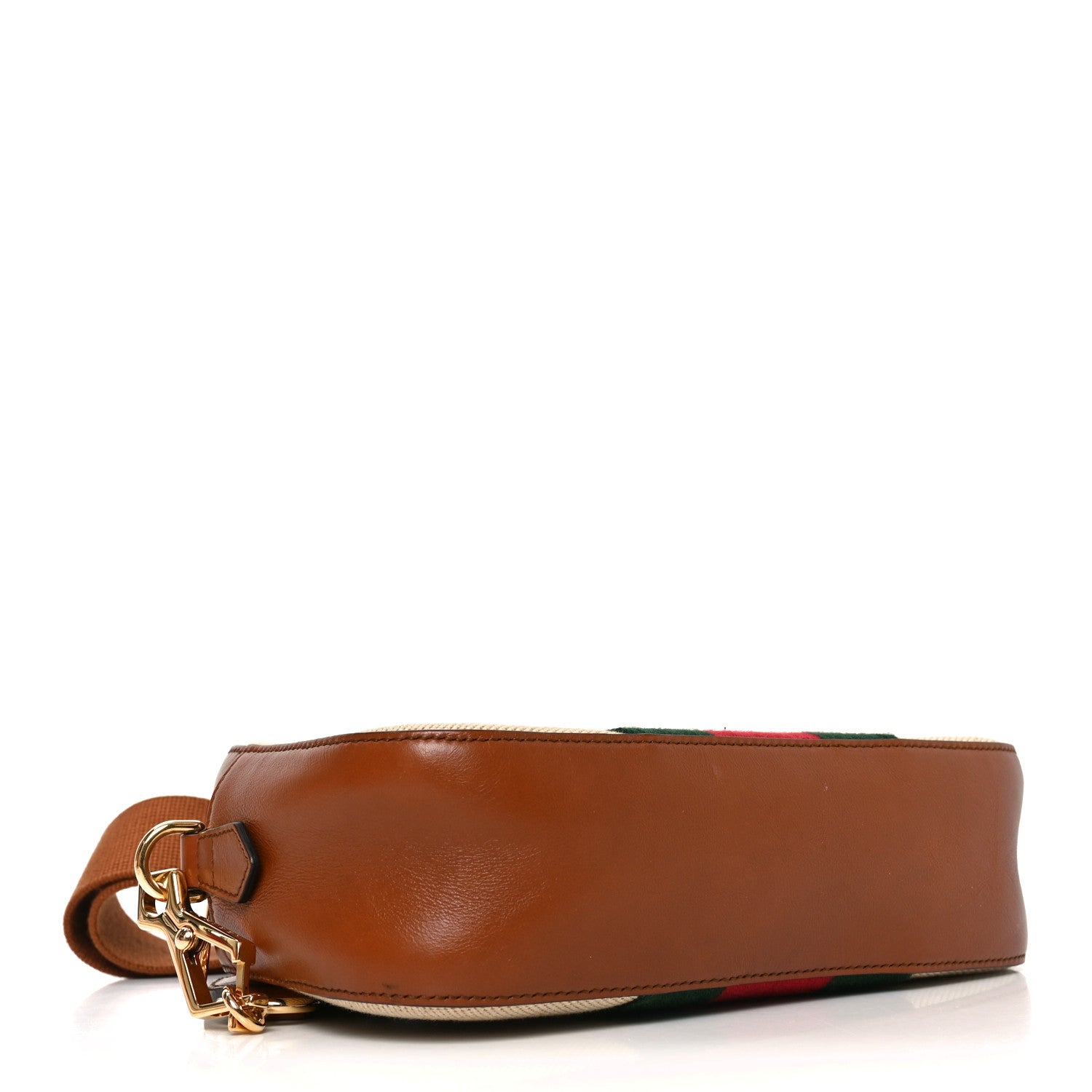 Gucci Vintage Canvas Web Shoulder Bag Sand Cuir 4 of 10