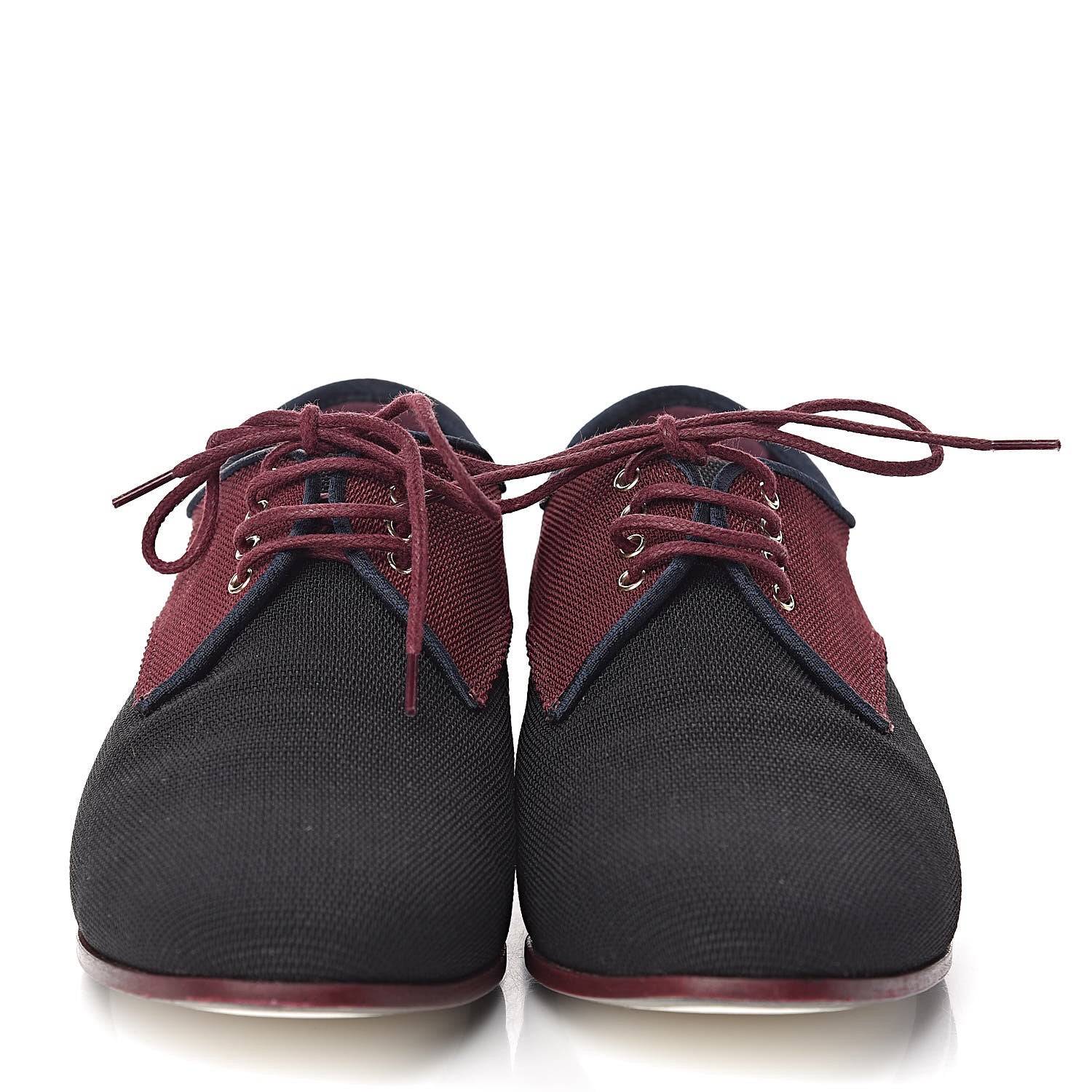 Chanel Fabric Lace Up CC Oxfords 36.5 Burgundy Black 2 of 11