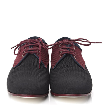 Chanel Fabric Lace Up CC Oxfords 36.5 Burgundy Black 2 of 11
