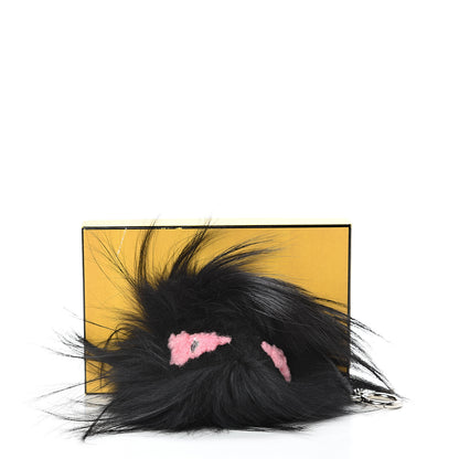 Fendi Fox Fur Shearling Crystal Pinky Punky Monster Bag Bug Charm Black Bubblegum 5 of 5
