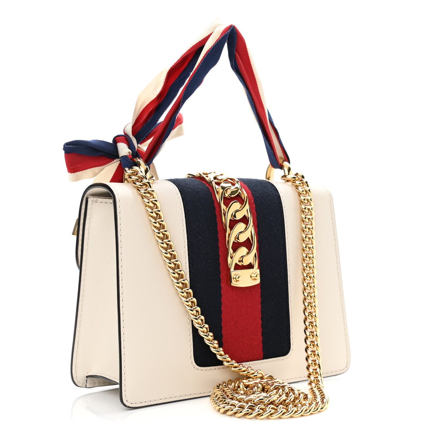 Calfskin Mini Sylvie Chain Shoulder Bag White