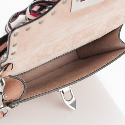 Valentino Garavani Grained Calfskin Onyx Small Guitar Strap Rockstud Rolling Shoulder Flap Bag Soft Noisette 5 of 7