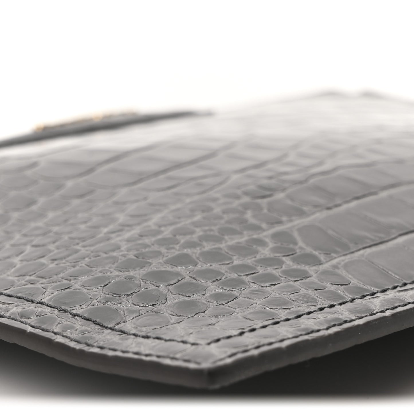 Calfskin Crocodile Embossed Medium Antigona Pouch Grey