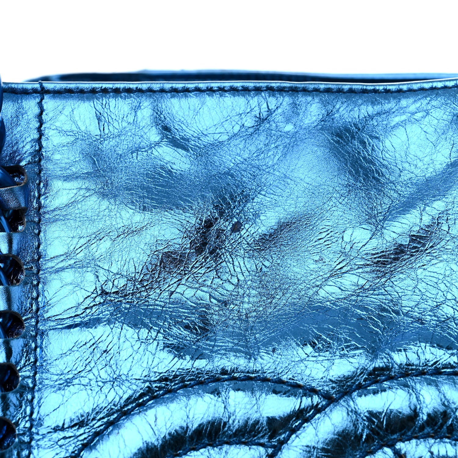 Chanel Metallic Cracked Calfskin Modern Chain Tote Blue 14 of 15
