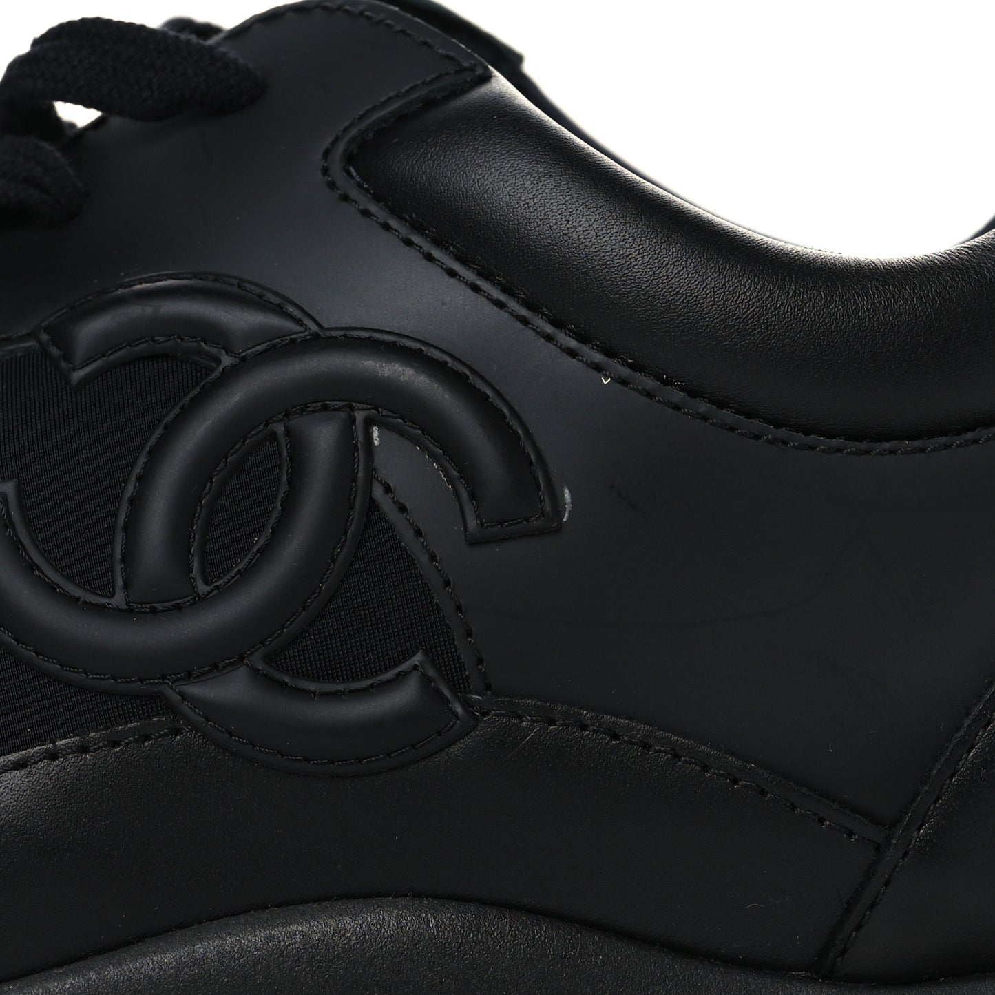 Fabric Calfskin Suede Mens CC Sneakers 45 Black