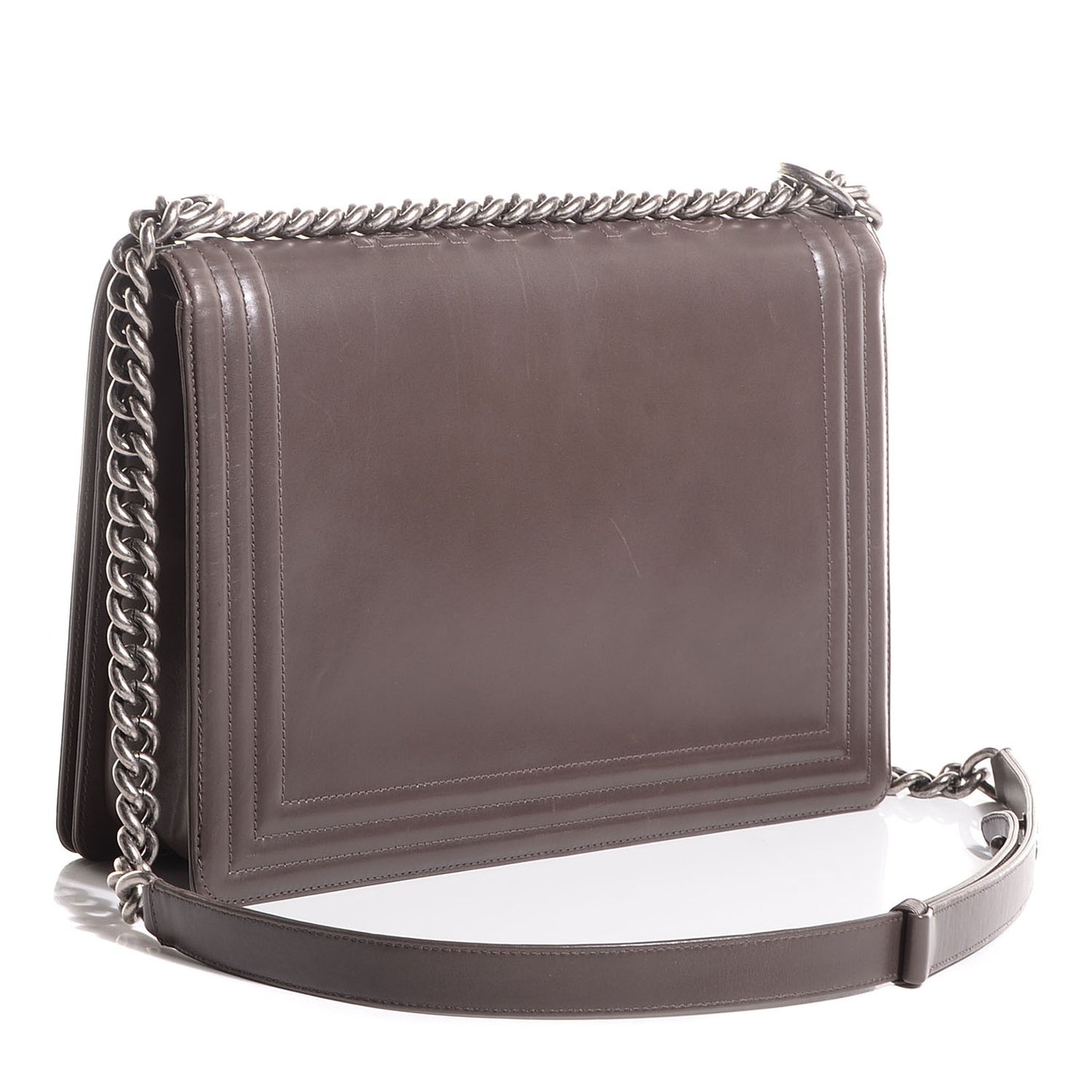 Glazed Calfskin Large Boy Flap Grey