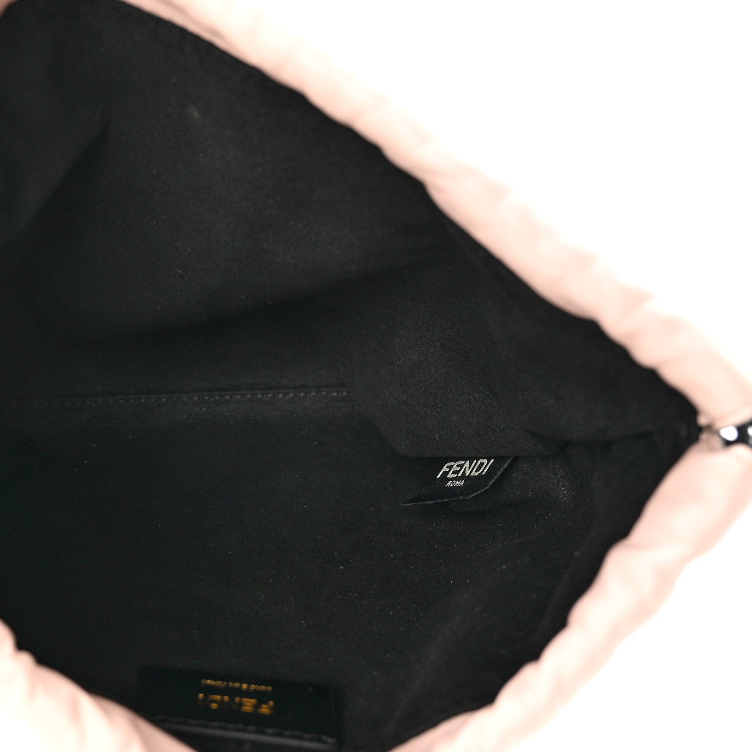 Fendi Soft Nappa Logo Small Drawstring Pouch Bag Rosa Quarzo Black 5 of 10