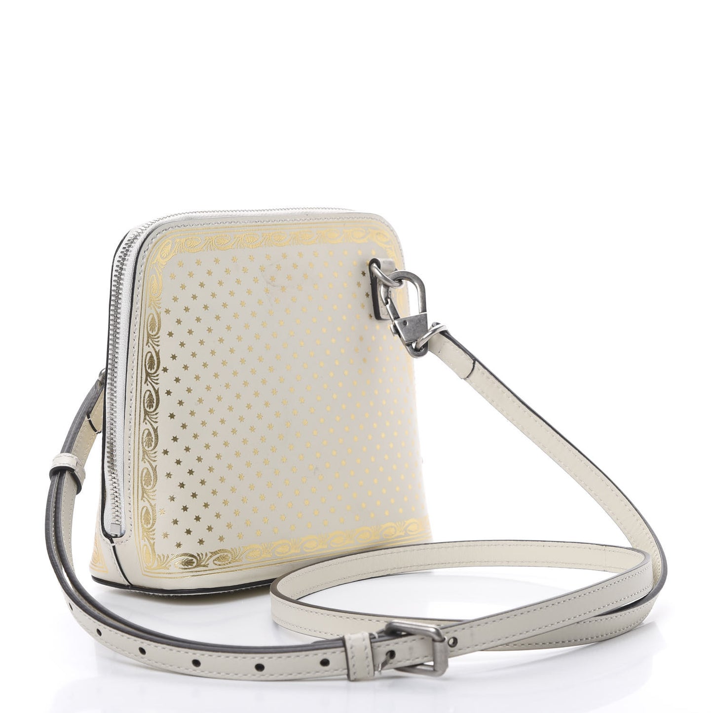 X SEGA Calfskin GUCCY Stars Mini Dome Shoulder Bag Mystic White Gold