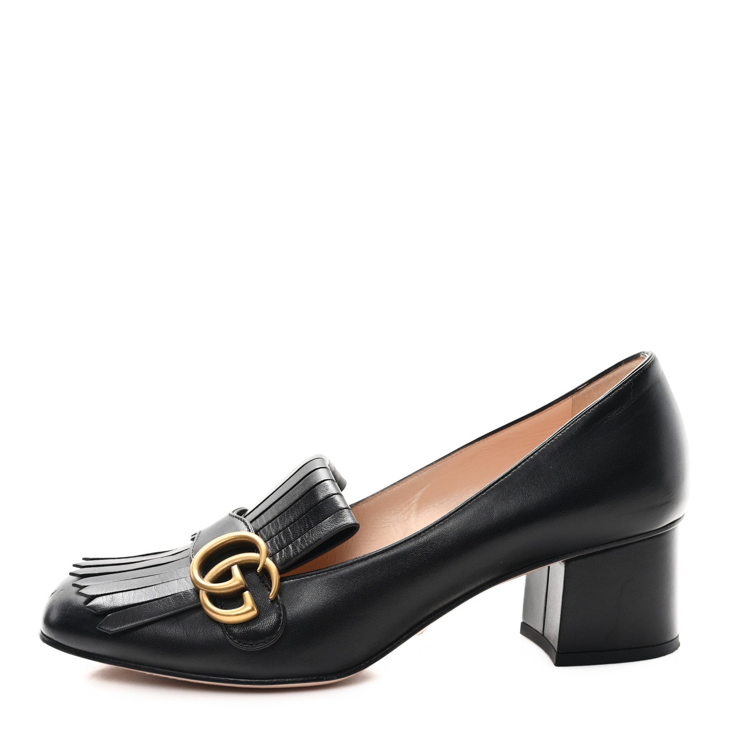 Gucci Malaga Kid GG Marmont Fringe 50mm Loafer Pumps 40.5 Black 1 of 9
