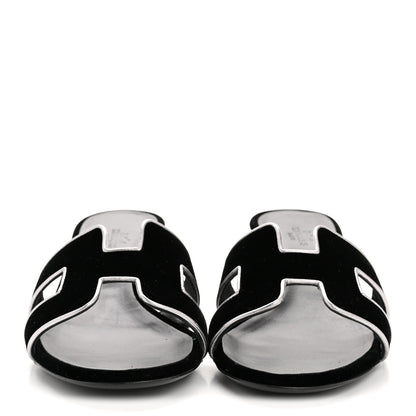 Hermes Velvet Nappa Oasis Sandals 39  39 Argent Vieilli 3 of 9