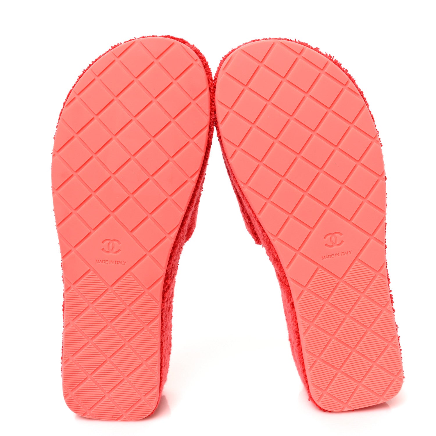 Chanel Terry CC Flat Mules Sandals 37 Dark Red Orange 5 of 9