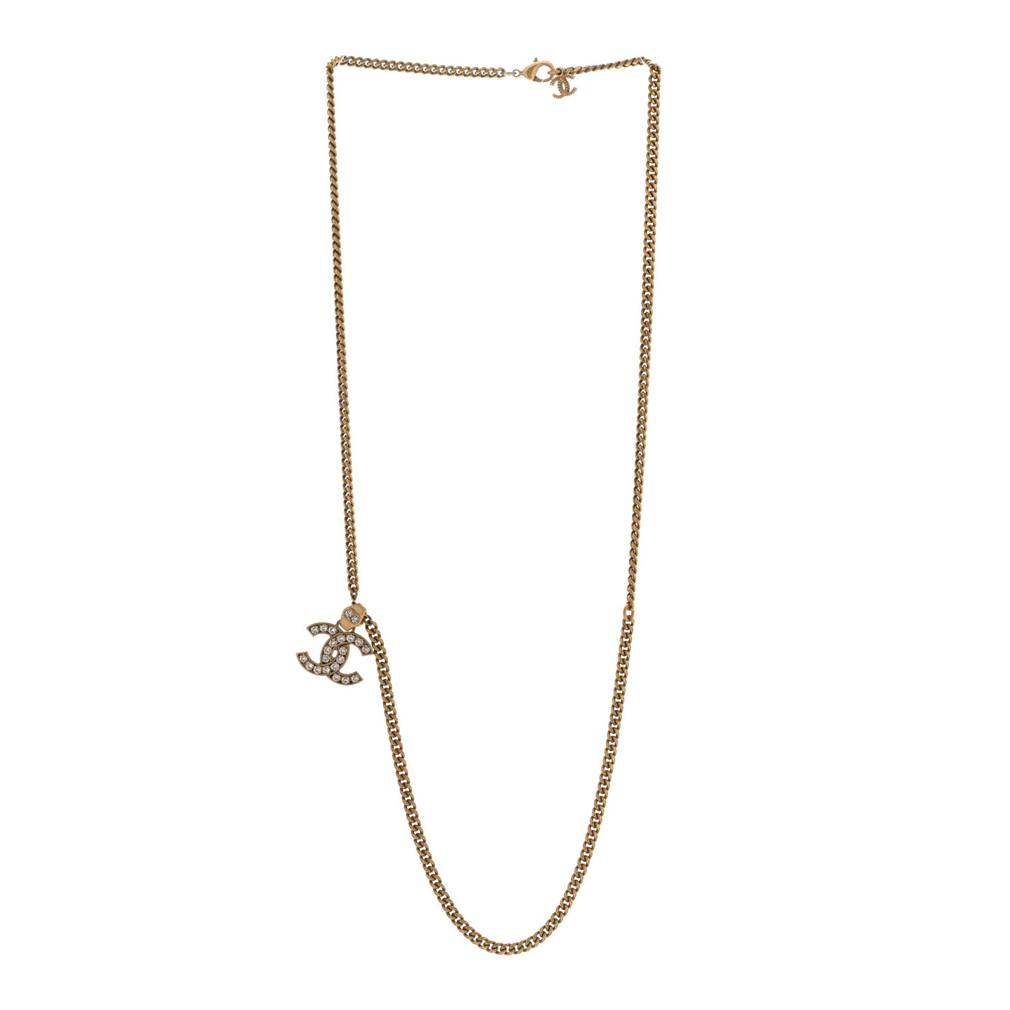 Crystal CC Pendant Necklace Gold