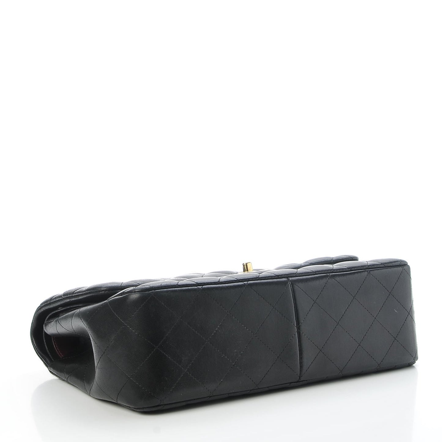 Lambskin Quilted Jumbo Double Flap Black