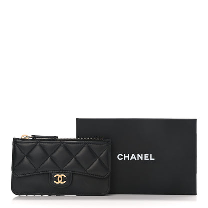 Chanel Lambskin Quilted Flap Zip Card Holder Black 8 of 8