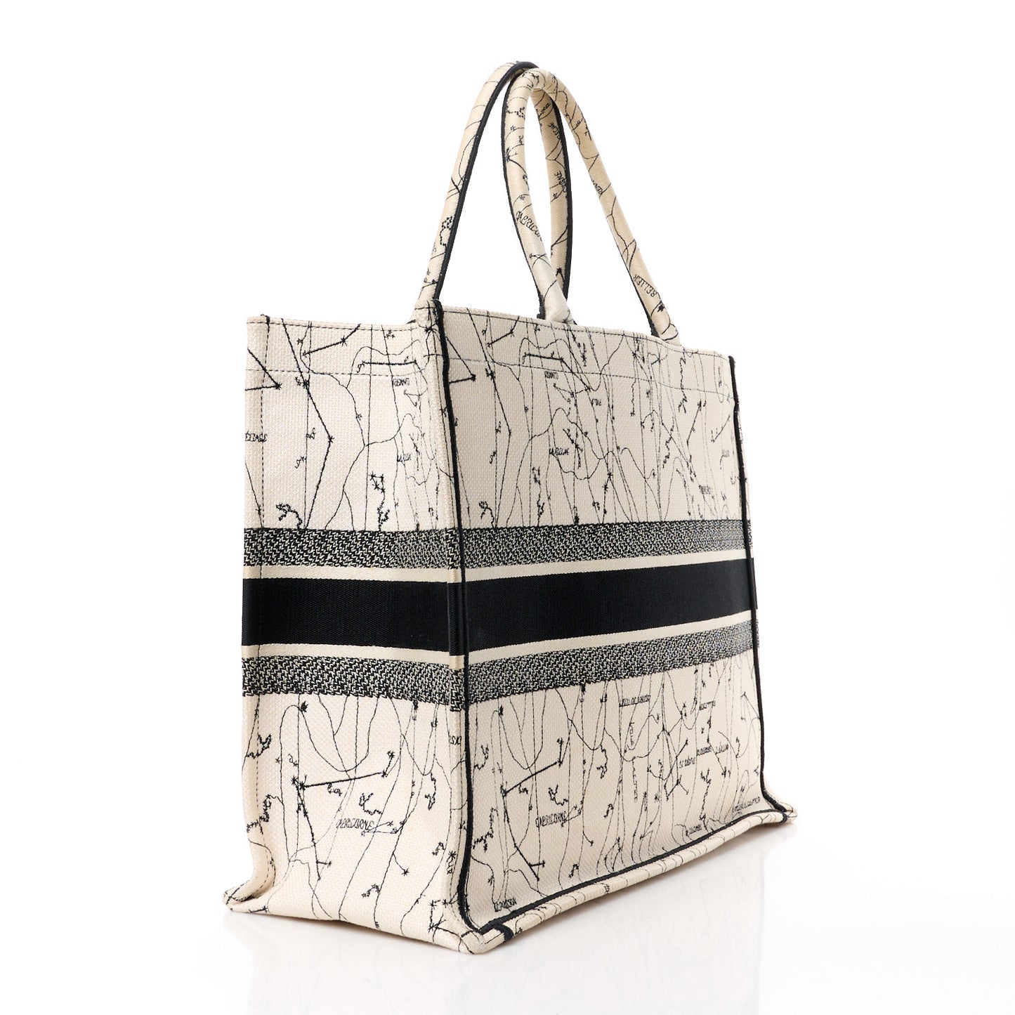 Canvas Embroidered Zodiac Book Tote Latte Multicolor