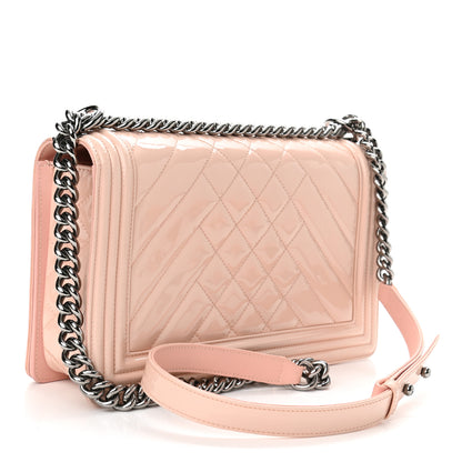 Chanel Patent Chevron New Medium Boy Flap Light Pink 3 of 10
