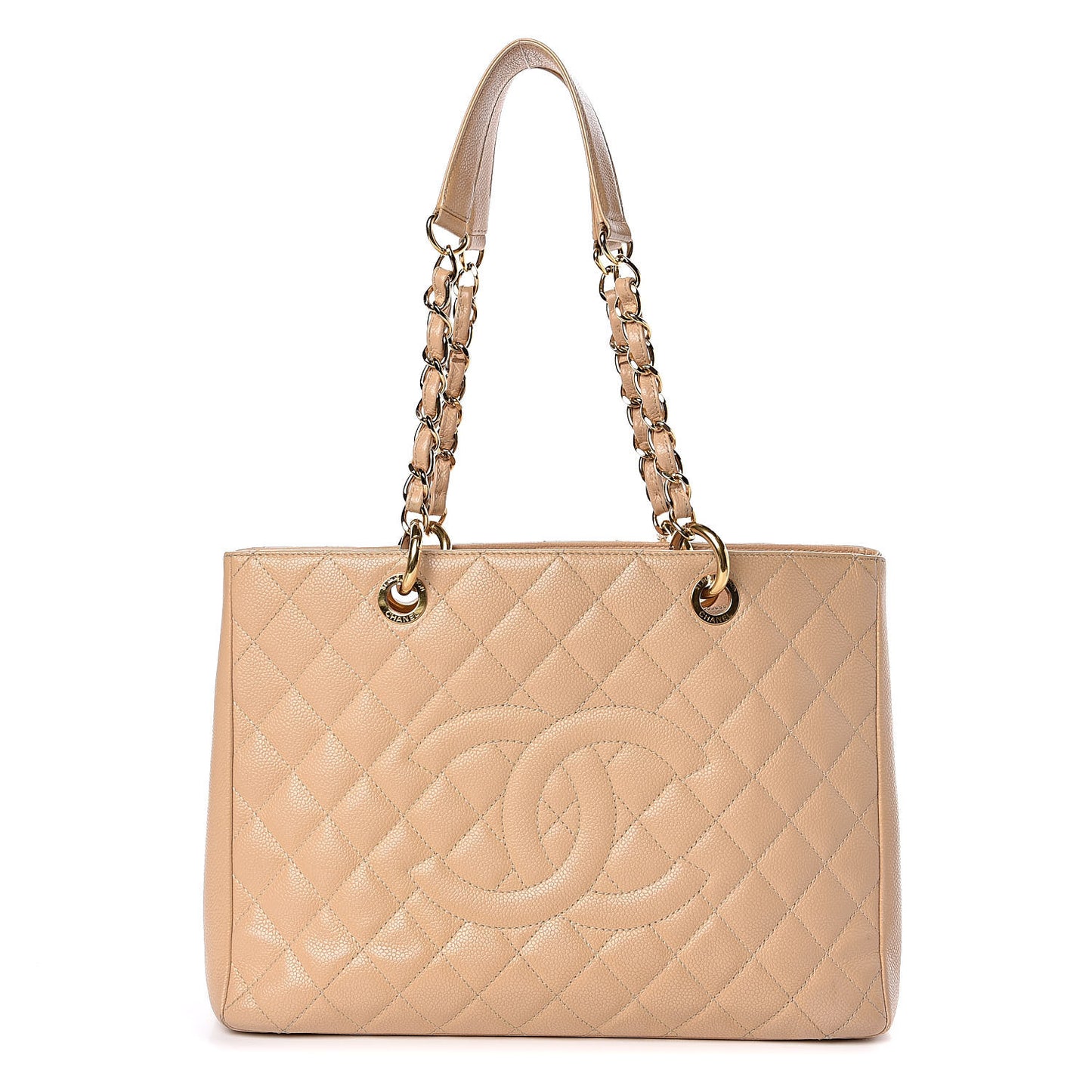 Caviar Quilted Grand Shopping Tote GST Beige Clair