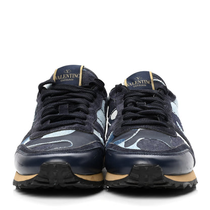 Valentino Garavani Denim Suede Camouflage Mens Rockrunner Sneakers Blue Multicolor 2 of 4