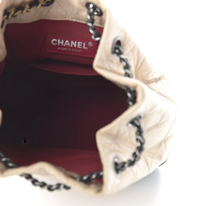 Chanel Aged Calfskin Quilted Small Gabrielle Backpack Beige Black 4 of 10