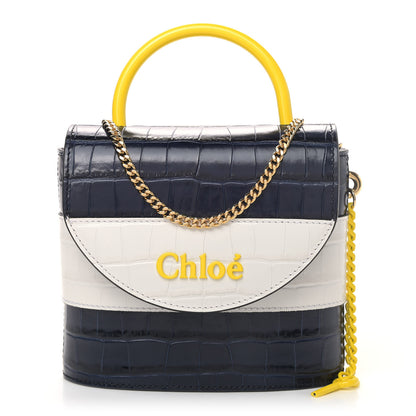 Chloe Calfskin Crocodile Embossed Small Aby Lock Full Blue 1 of 4