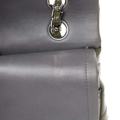 Chanel Patent Calfskin Quilted Medium Double Flap Grey 11 of 12