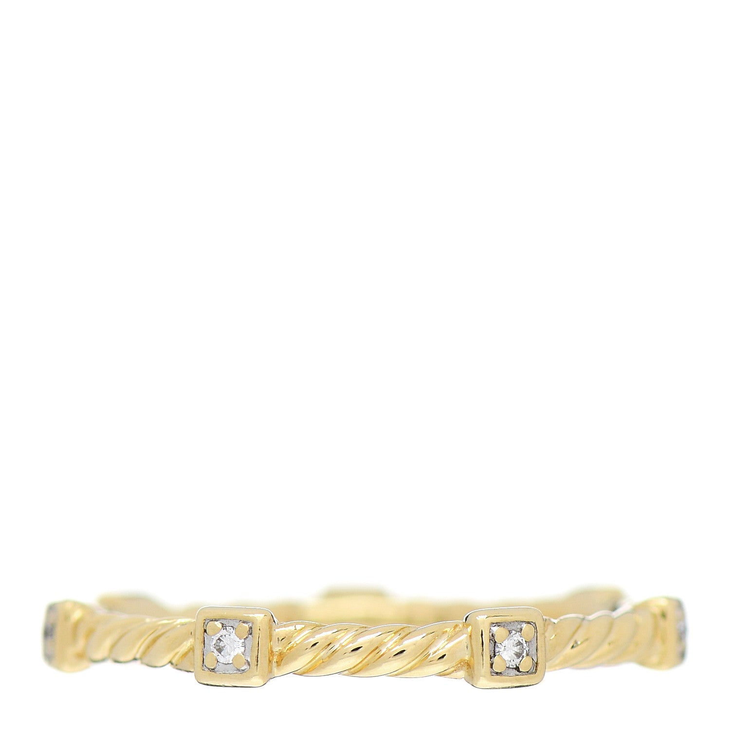 David Yurman 18K Yellow Gold Diamond Cable Collectibles Stack Ring 58 8.25 1 of 4