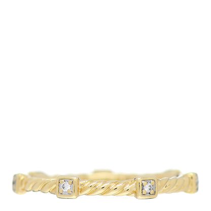 David Yurman 18K Yellow Gold Diamond Cable Collectibles Stack Ring 58 8.25 1 of 4