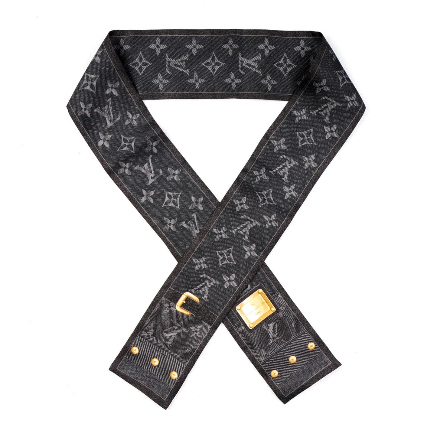 Silk Monogram New Denim Bandeau Black