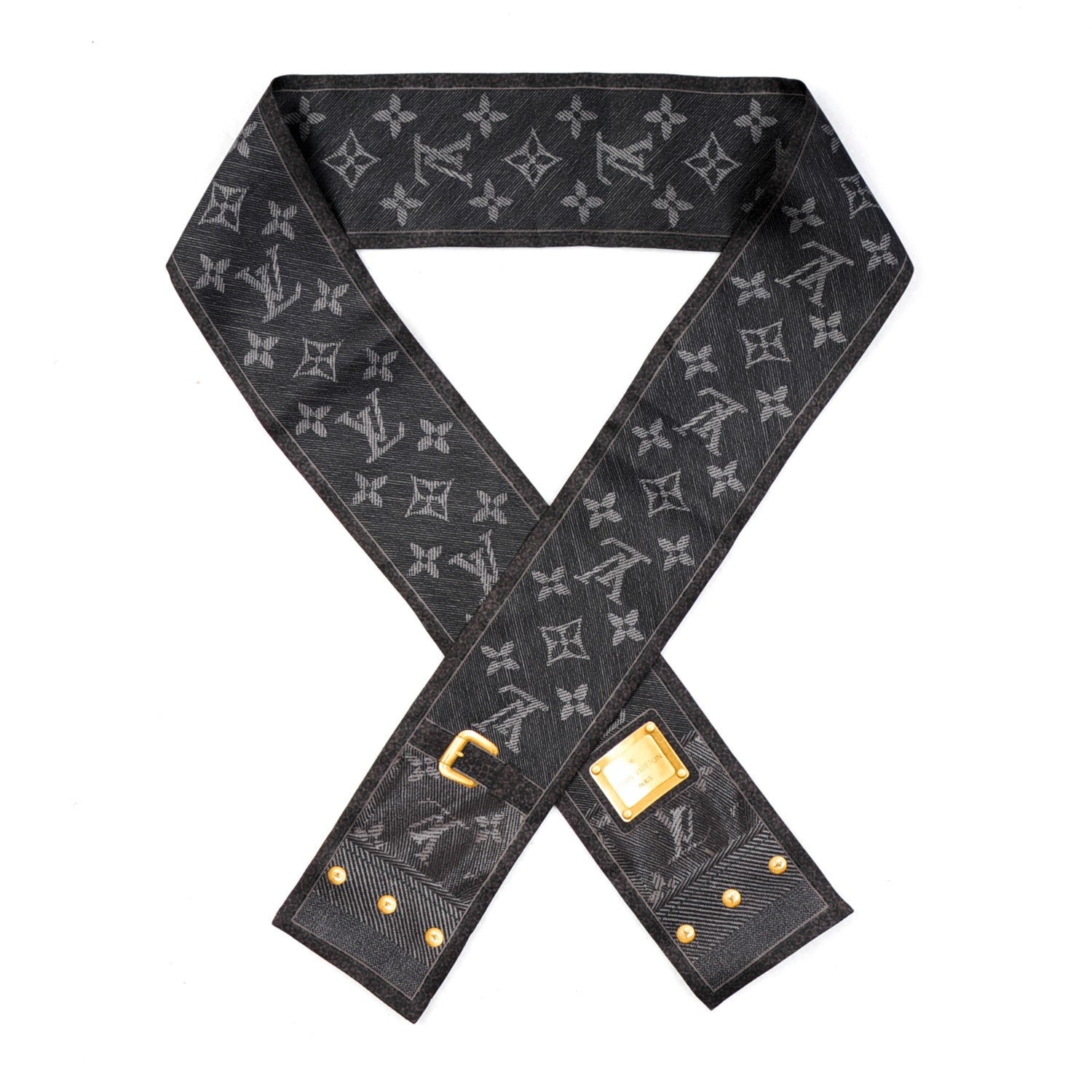 Louis Vuitton Silk Monogram New Denim Bandeau Black 1 of 4