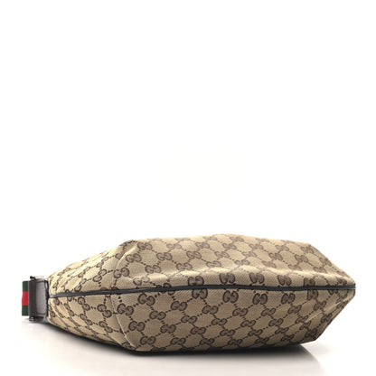 Gucci Monogram Web Medium Half Moon Hobo Dark Brown 3 of 9