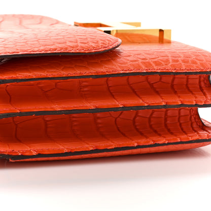 Hermes Matte Alligator Constance 18 Rouge Indien 12 of 14