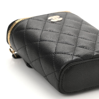 Chanel Caviar Quilted Small Vertical Coco Beauty Vanity Case With Chain Black 4 of 11