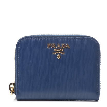 Prada Vitello Move Metal Coin Purse Bleuette 1 of 5