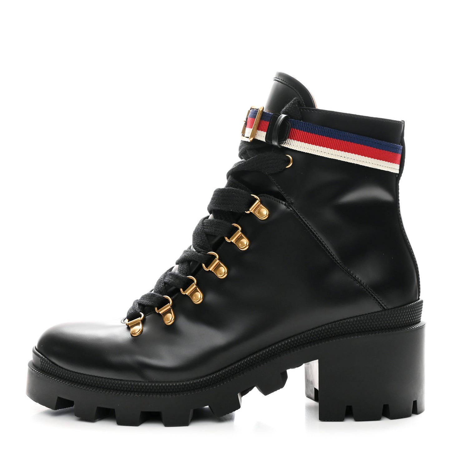 Calfskin Sylvie Web Womens Lace Up Combat Boots 42 Black